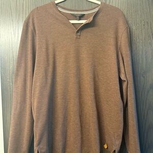 Buckle Men's Tan-Brown Crewneck Henley Notch Sweater
